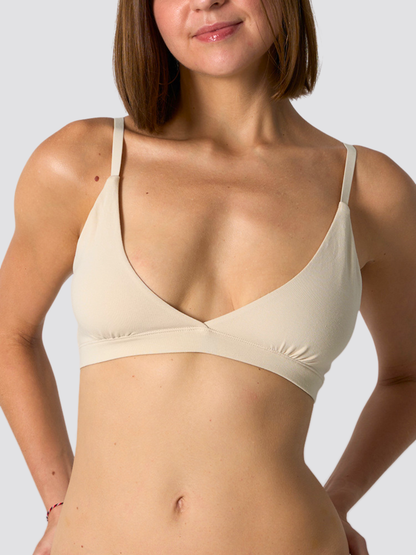 Bralette Baumwolle bügellos mit tiefem V-Ausschnitt, Triangel-Cups