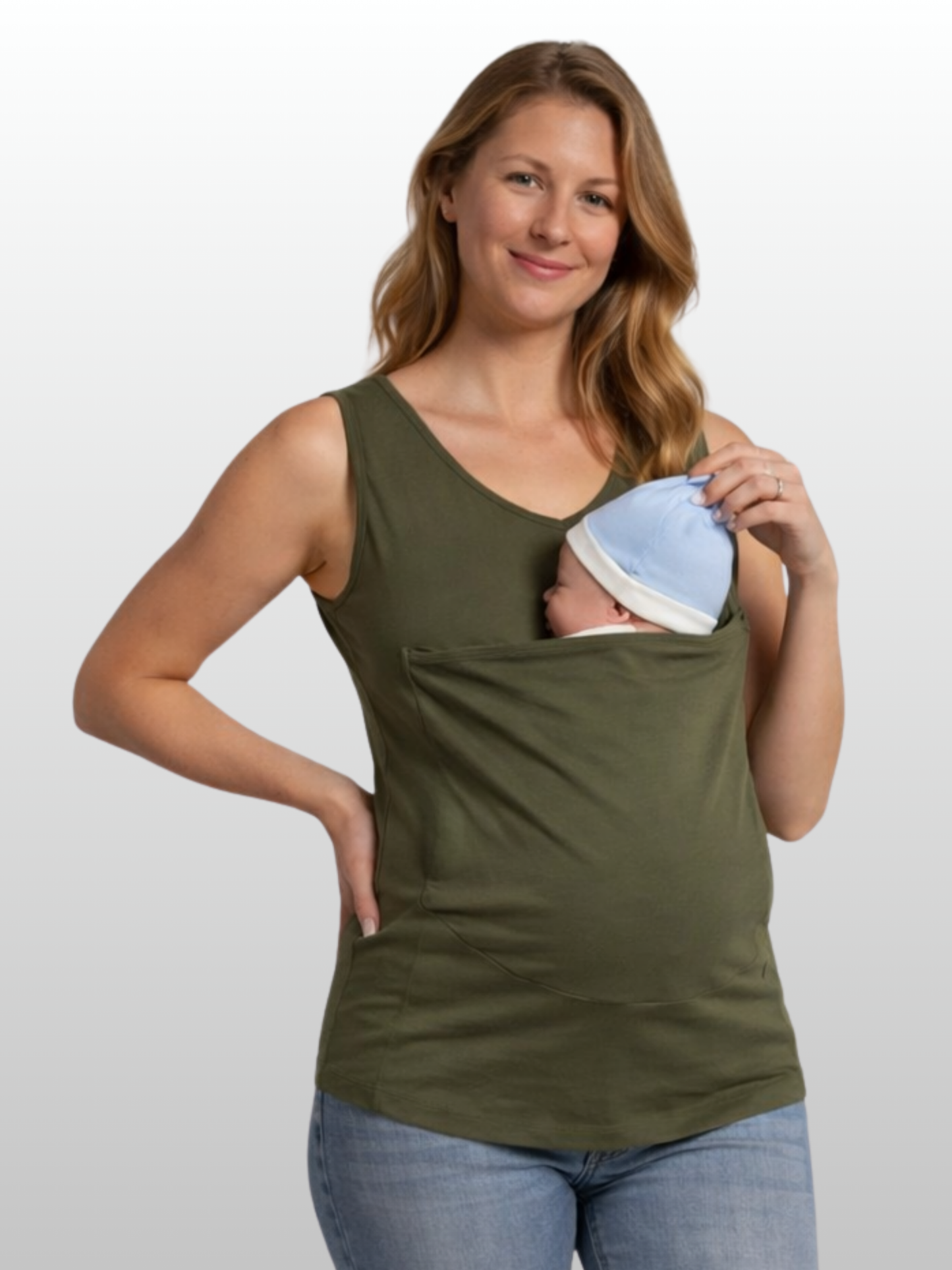 Bonding-Top ärmellos mit Babybeutel, Haut-zu-Haut, atmungsaktiv