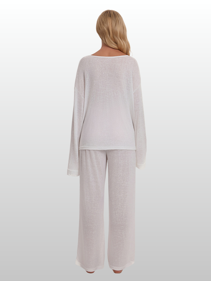 Lounge-Set Damen: Oversized-Top & weite Hose, Viskose-Strick