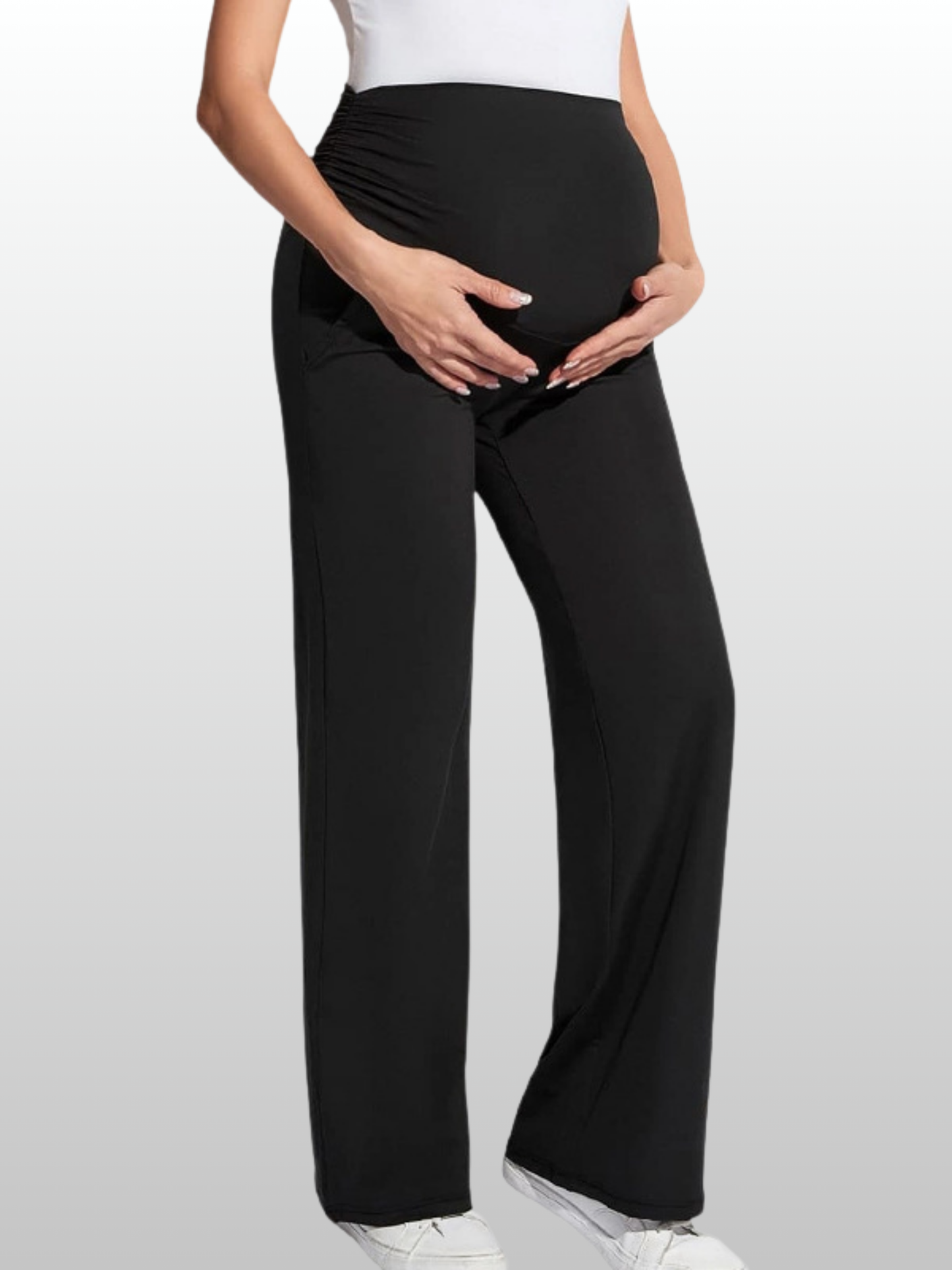Umstandshose, Seitenfalten, Über-dem-Bauch, Taschen, Gerader Schnitt, Alle Trimester, Bauchstütze