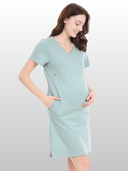 Stillkleid, Lounge, Hauskleid, Reißverschluss, Modal, Atmungsaktiv, Schwangerschaft Wochenbett