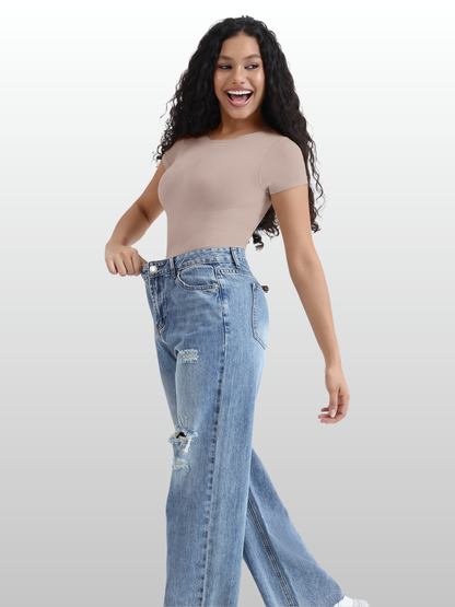 Shapewear Body kurzarm im T-Shirt-Look, Bauchweg-Effekt