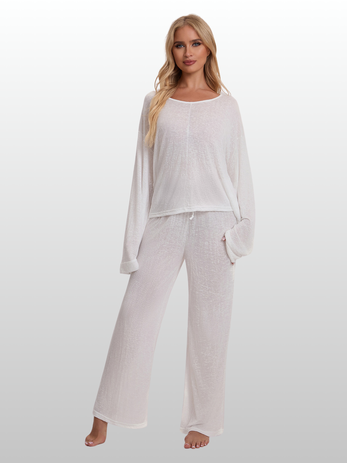 Lounge-Set Damen: Oversized-Top & weite Hose, Viskose-Strick