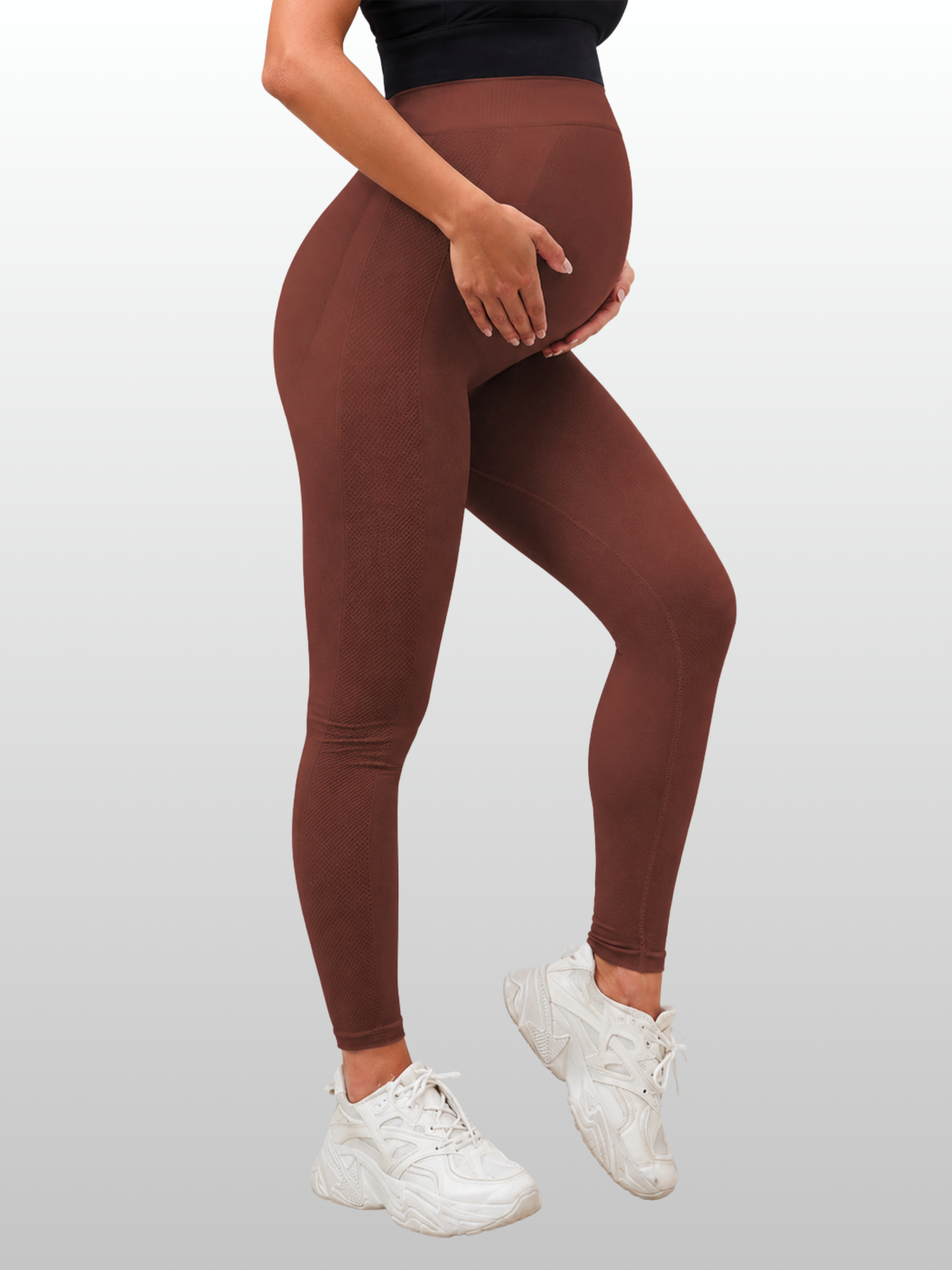 Umstandsleggings nahtlos mit Kompression, hoher Bauchbund