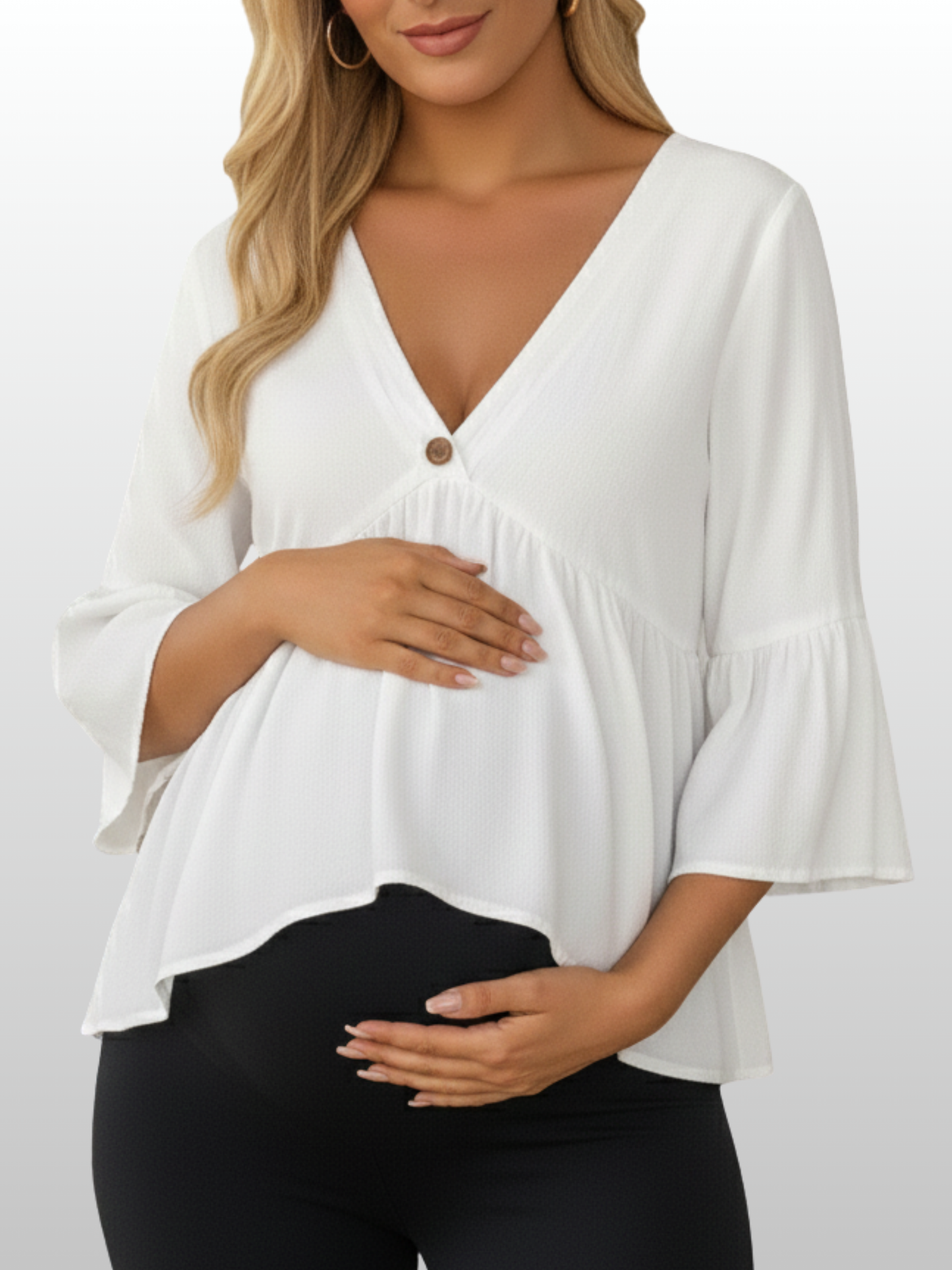 Umstandsmode, Umstandsbluse, V Ausschnitt, Atmungsaktiv, Sommer