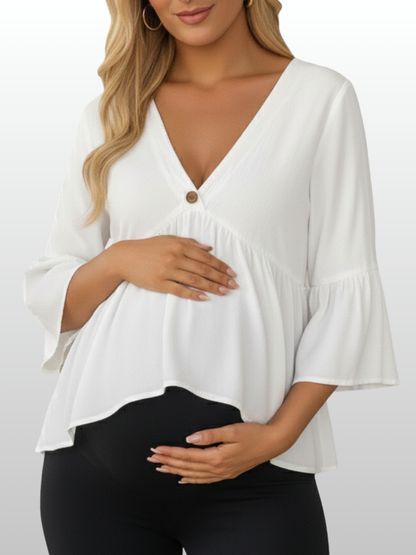 Umstandsmode, Umstandsbluse, V Ausschnitt, Atmungsaktiv, Sommer