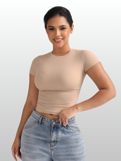 Shapewear Top kurzarm mit Bauchweg-Effekt, hauteng