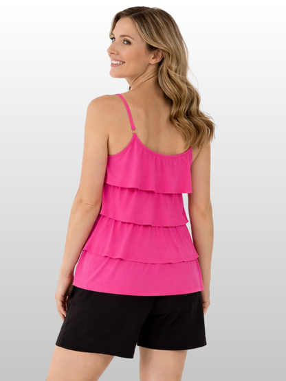 Still-Camisole, Stufen-Design, Volants, Lift-Up Stillfunktion, Ärmellos, Sommer, Locker Fließend