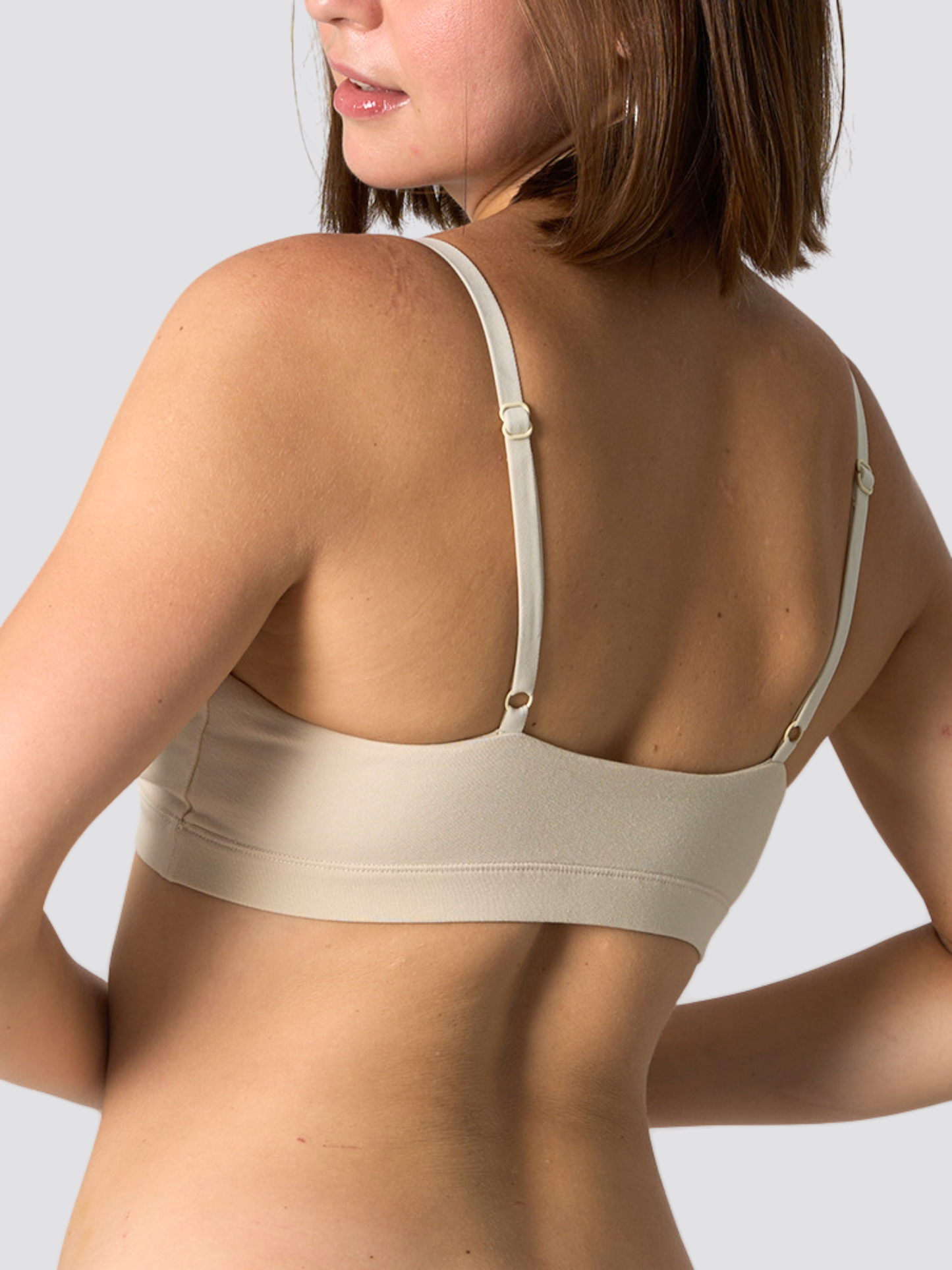 Bralette Baumwolle bügellos mit tiefem V-Ausschnitt, Triangel-Cups