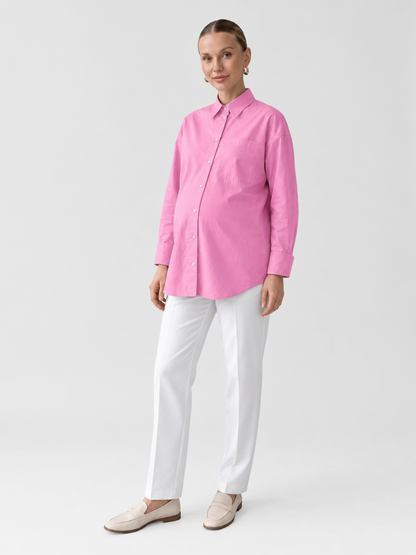 Umstandshemd oversize mit durchgehender Knopfleiste und langen Manschetten