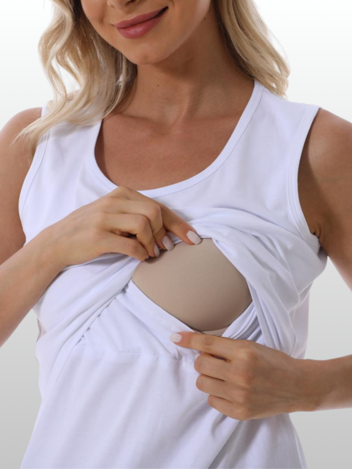 Umstands-Stilltanktop, Pull-Up-Zugang, Ärmellos, Baumwolle, Atmungsaktiv, Sommer, Schwangerschaft Stillzeit