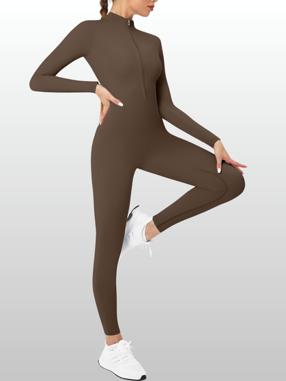 Jumpsuit Damen langarm, figurformend, mit Reißverschluss
