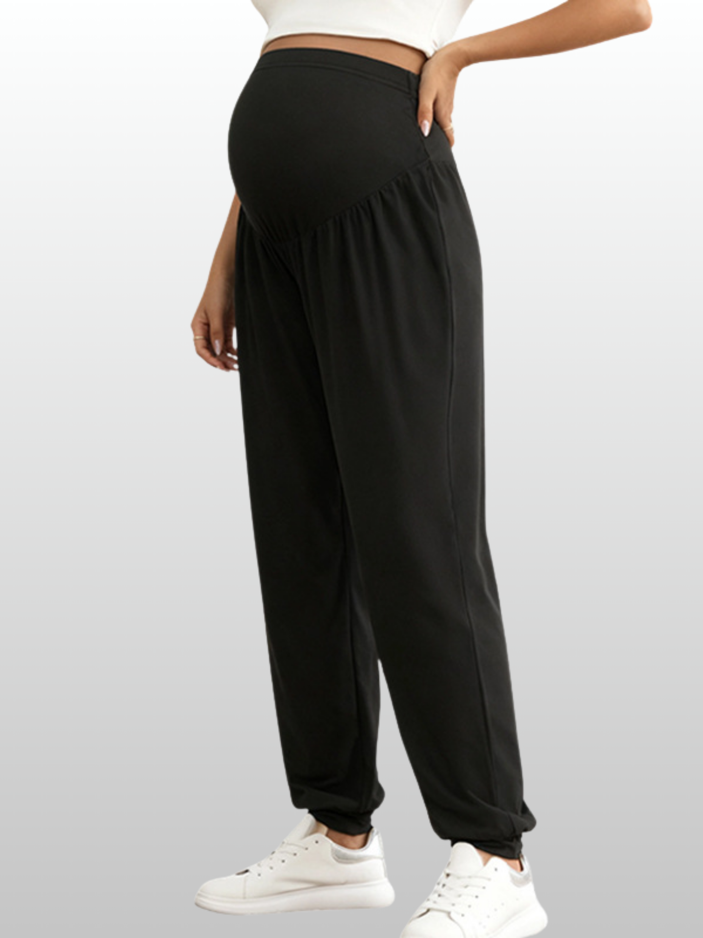 Umstands-Loungehose, Loose Fit, High-Waist, Sportlich, Atmungsaktiv, Alle Trimester, Elastischer Bund