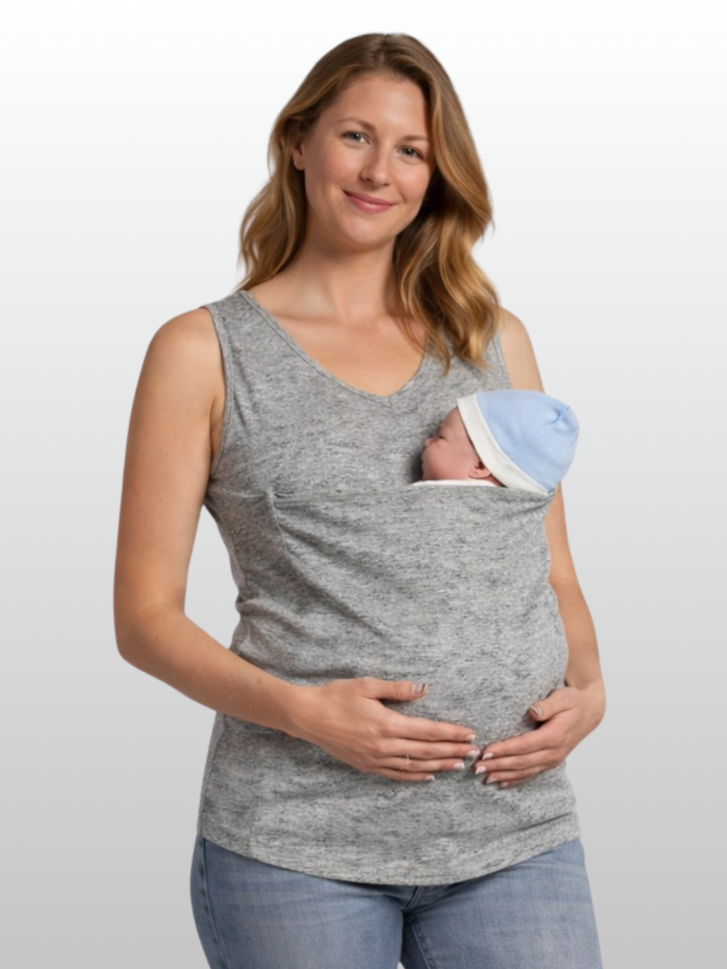 Bonding-Top ärmellos mit Babybeutel, Haut-zu-Haut, atmungsaktiv
