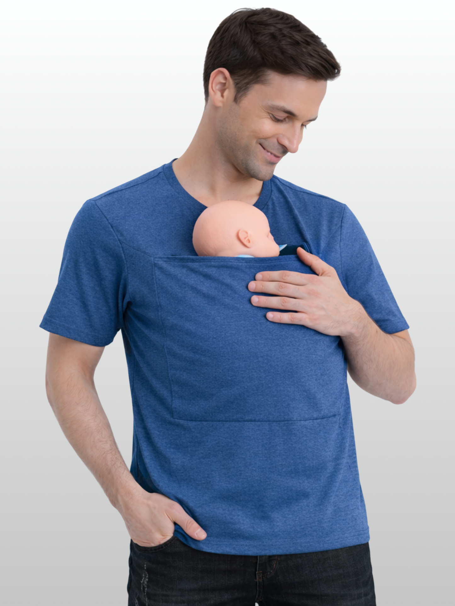 Bonding-Shirt Herren mit Känguru-Tasche, Haut-zu-Haut, Baumwolle