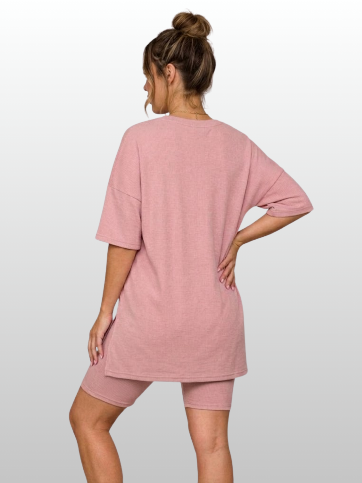 Umstands-Lounge-Set, Oversized Top & Radlerhose, High-Low-Saum, Postpartum-geeignet