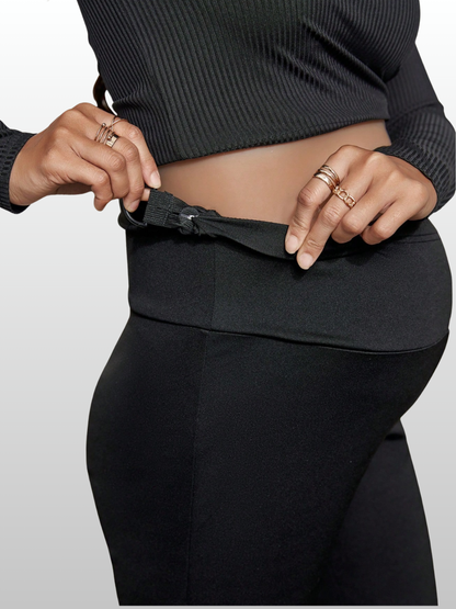 Umstandsmode, Schwangerschaftshose, mit überkreuztem High-Waist-Bund, verstellbar