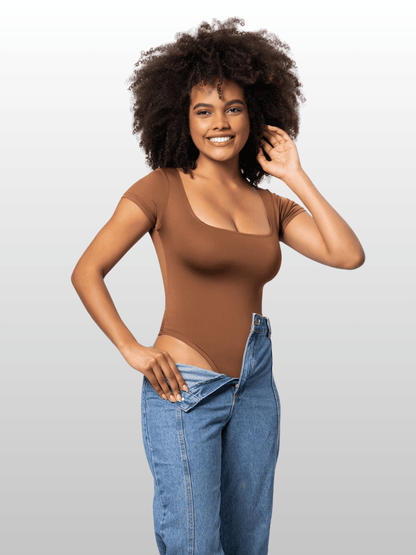 Shapewear Body kurzarm, eckiger Ausschnitt, nahtlos