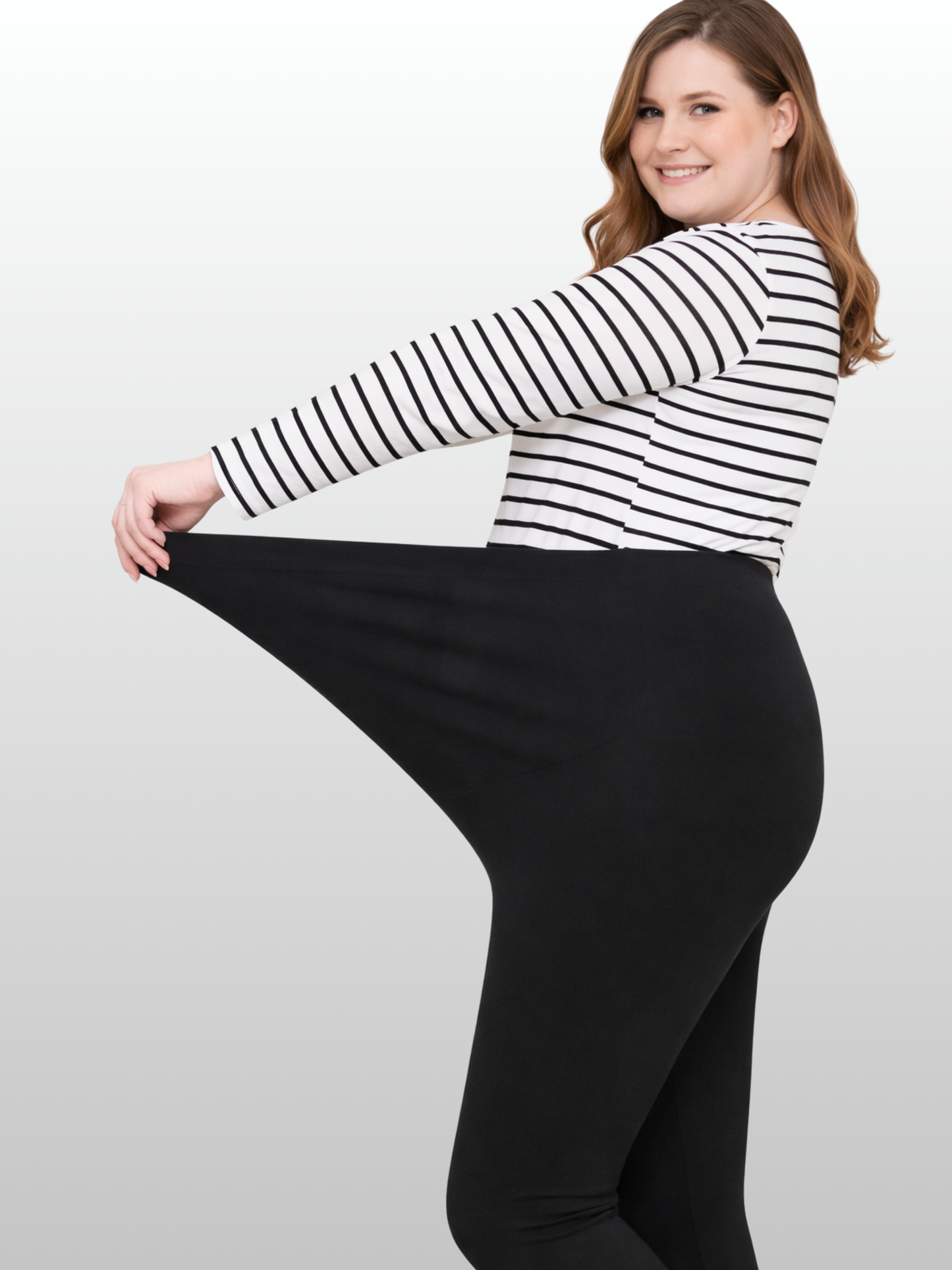 Umstandsleggings, Plus Size, Hoher Bund, Ultra-Stretch, Baumwolle, Verstellbar, Alle Trimester