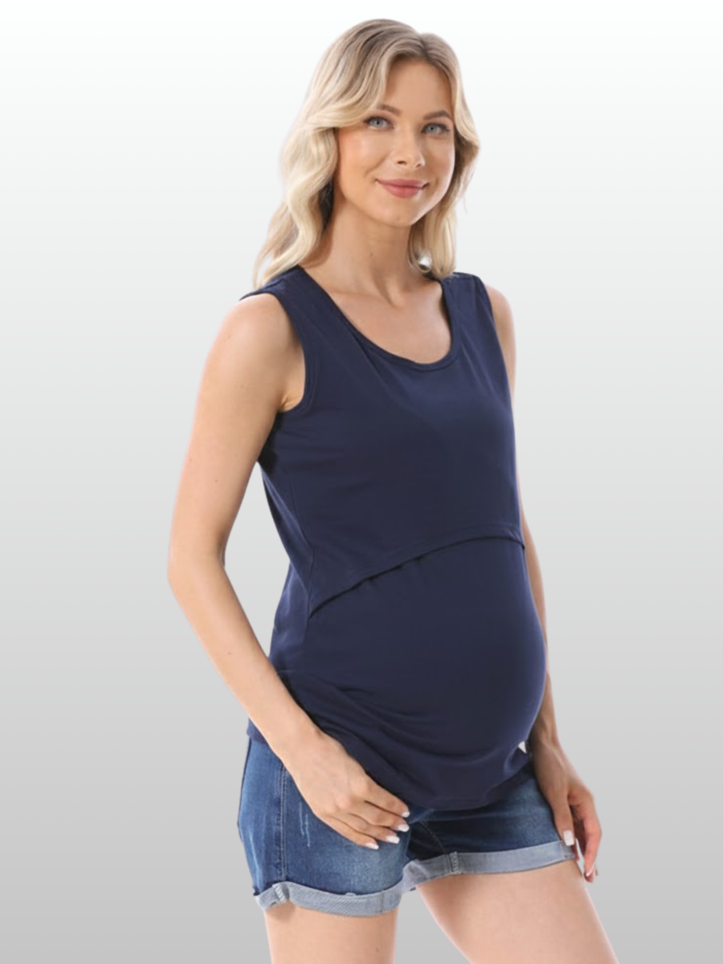 Umstands-Stilltanktop, Pull-Up-Zugang, Ärmellos, Baumwolle, Atmungsaktiv, Sommer, Schwangerschaft Stillzeit