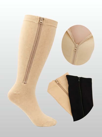 Kompressions Support-Socken, Plus Size, Reißverschluss, Kompression, Breite Waden, Knielang