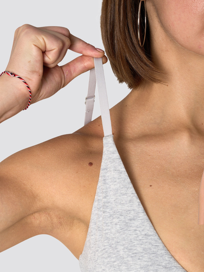 Bralette Baumwolle bügellos mit tiefem V-Ausschnitt, Triangel-Cups