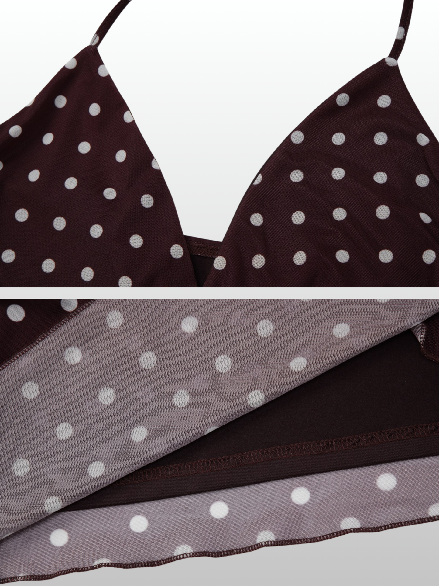 Halter Top Polka Dot mit Twist-Front, tiefer V-Ausschnitt, rückenfrei