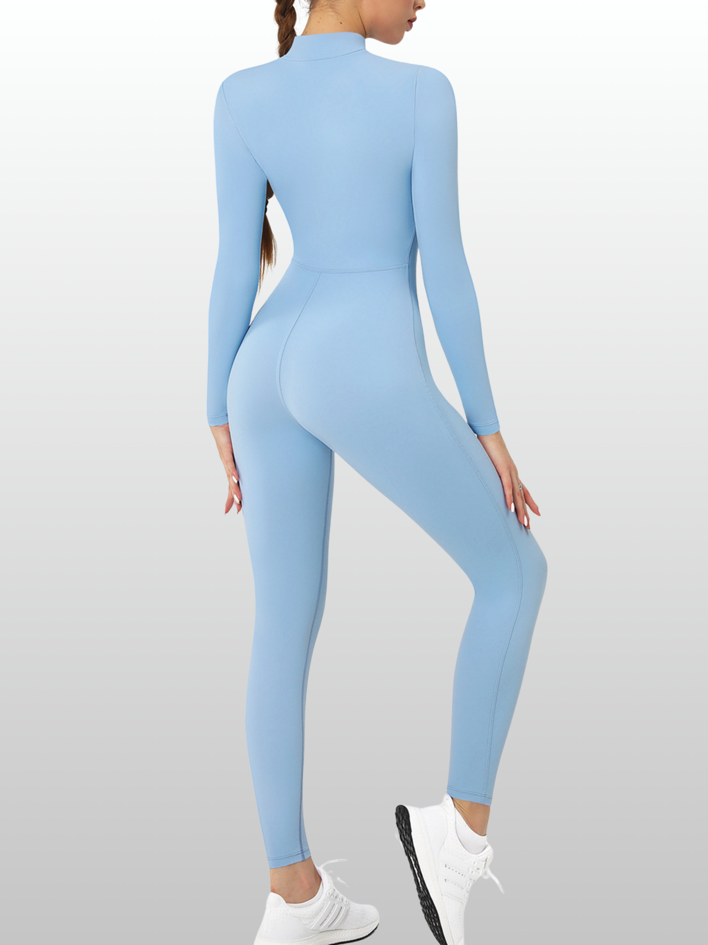 Jumpsuit Damen langarm, figurformend, mit Reißverschluss