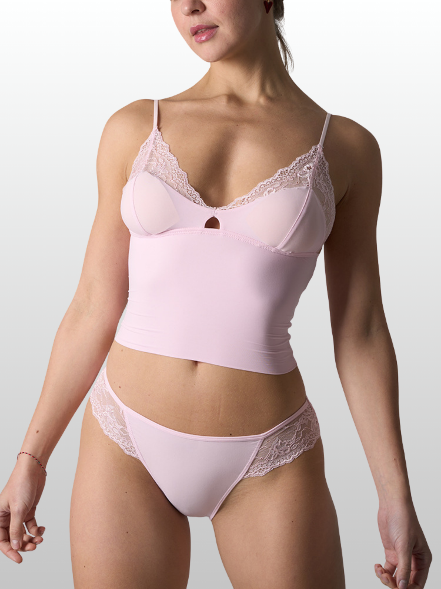 Lingerie-Set: Camisole & Slip mit Spitze, bügellos, Loungewear