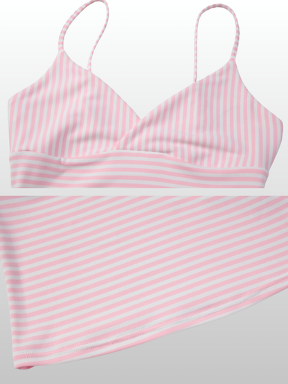 Cami Top gestreift in Wickeloptik, verstellbare Träger, Longline