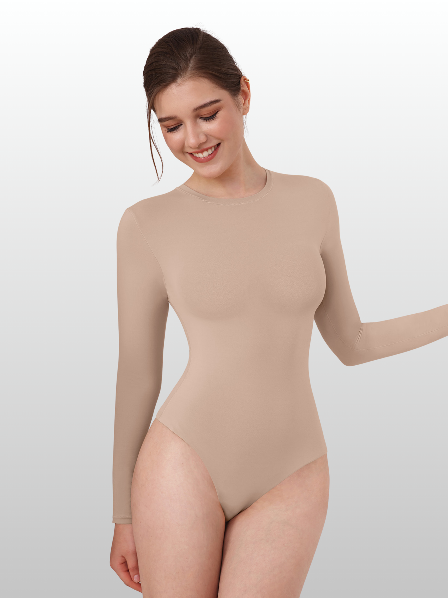 Shaping Bodysuit, Langarm, Nahtlos, Second-Skin, Rundhals, Leichte Kompression, Figurformend, Alltag