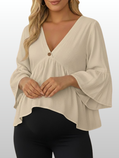 Umstandsmode, Umstandsbluse, V Ausschnitt, Atmungsaktiv, Sommer