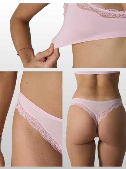 Lingerie-Set: Bralette & String mit Spitze, nahtlos