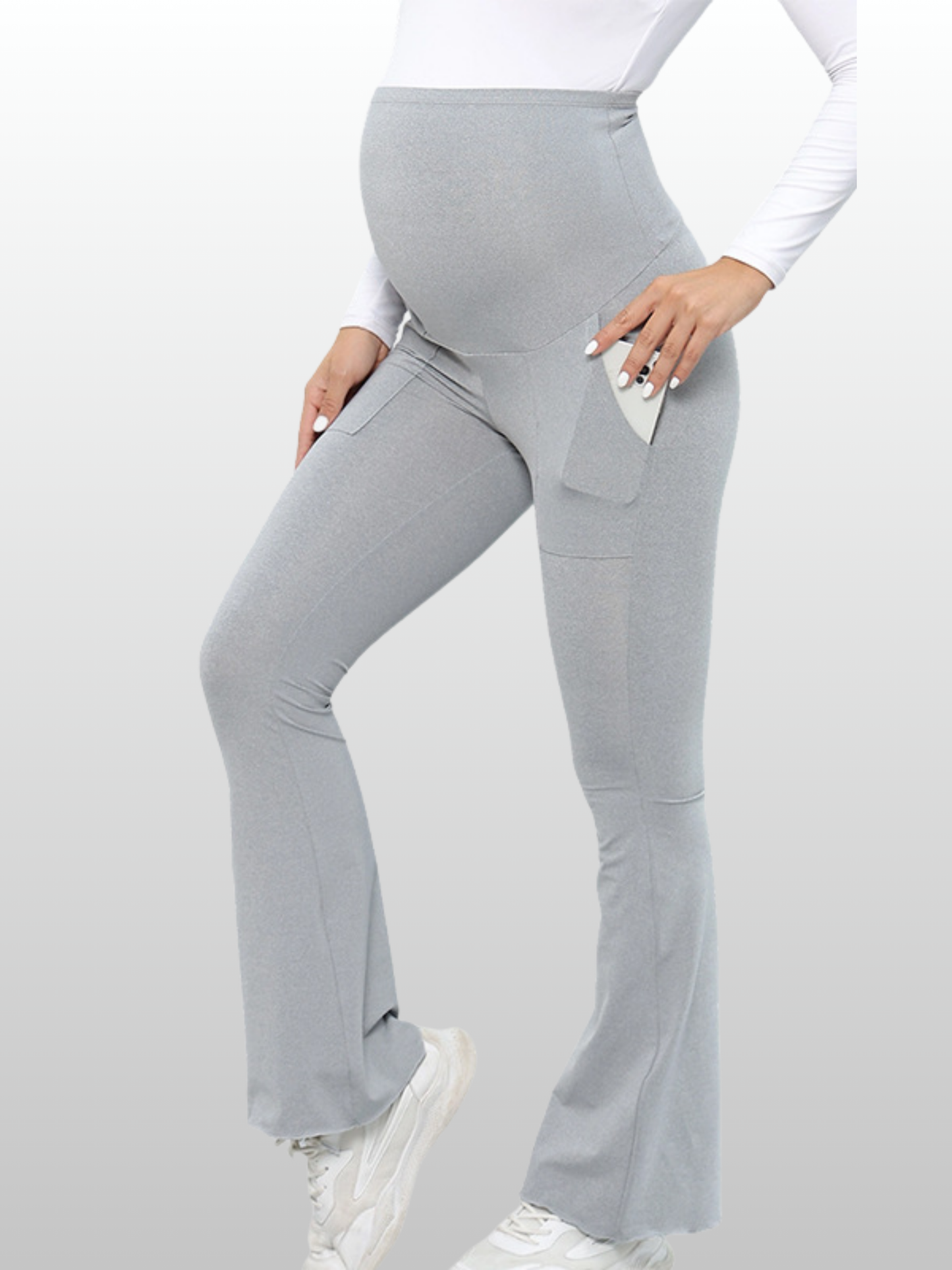 Umstandshose, Schlaghose, Über-dem-Bauch, Taschen, Herunterklappbar, Alle Trimester, Atmungsaktiv