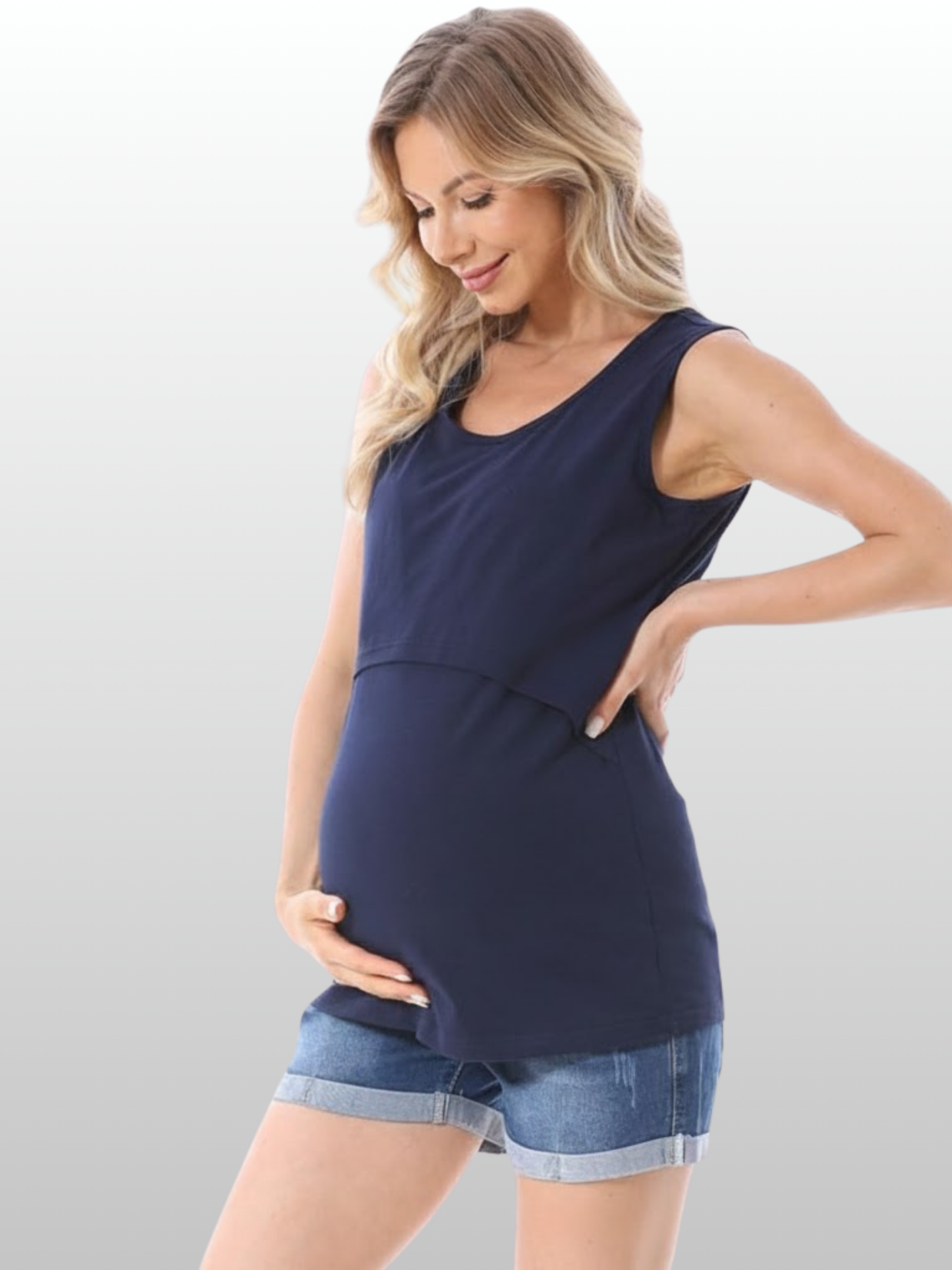 Umstands-Stilltanktop, Pull-Up-Zugang, Ärmellos, Baumwolle, Atmungsaktiv, Sommer, Schwangerschaft Stillzeit