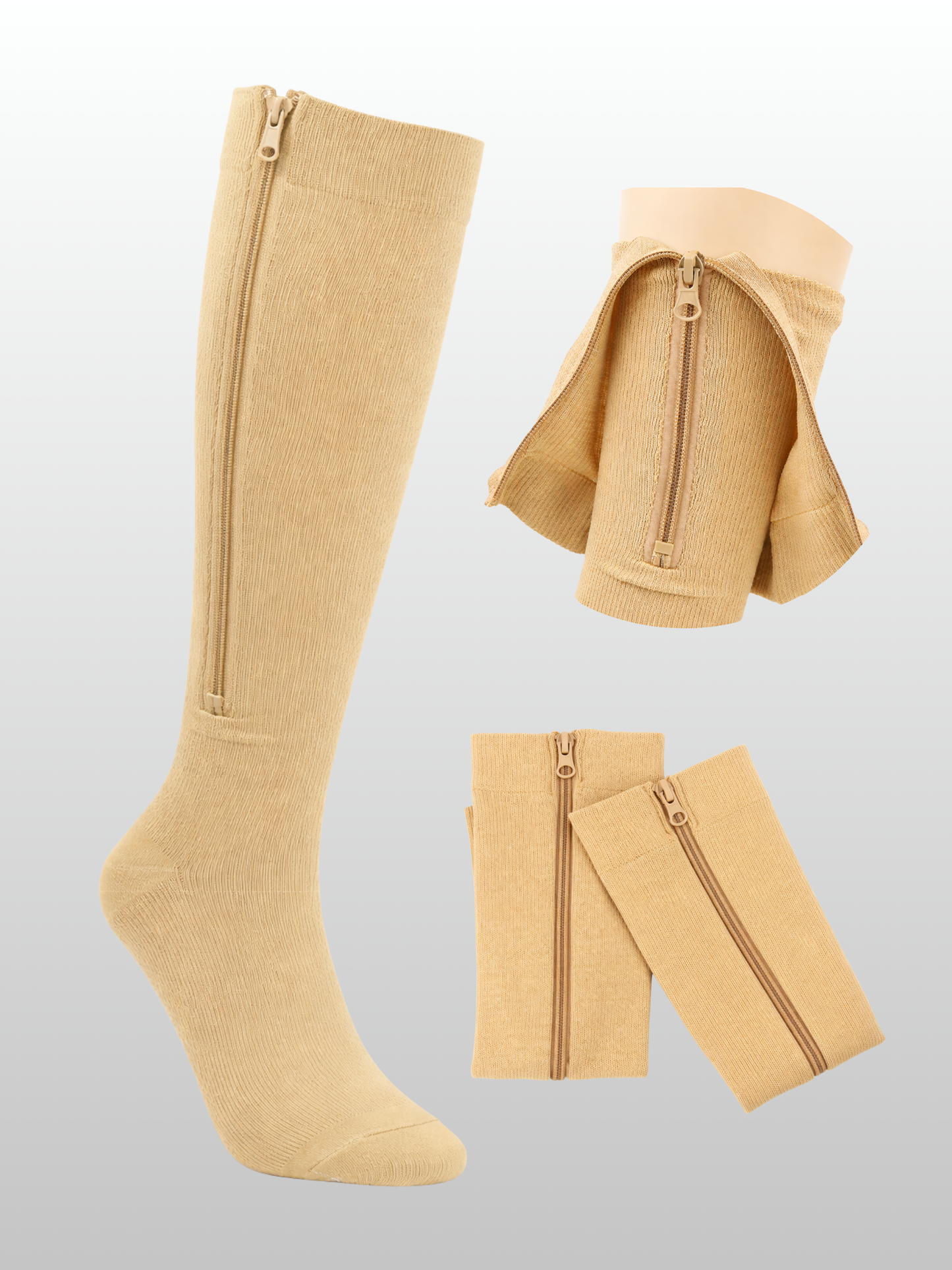 Kompressionssocken, Reißverschluss, Sanfte Kompression, Geschlossene Zehen, Knielang