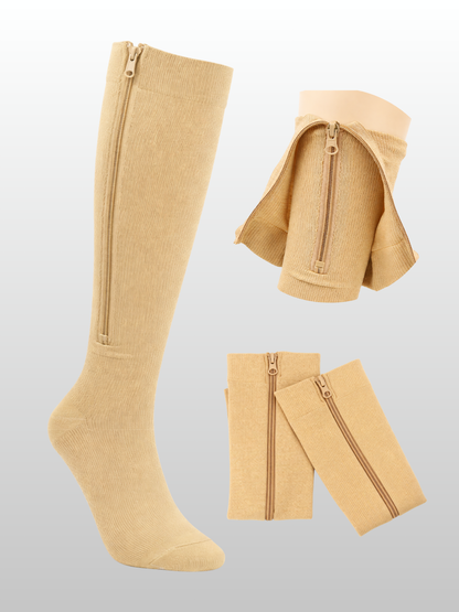 Kompressionssocken, Reißverschluss, Sanfte Kompression, Geschlossene Zehen, Knielang