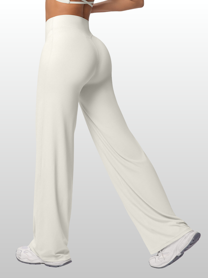 Yogahose Damen mit weitem Bein, hoher Bund, nahtlose Front