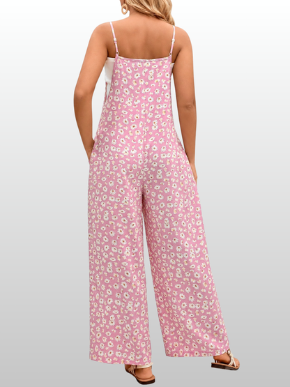 Umstands-Jumpsuit mit Blumenmuster & weitem Bein, ärmellos
