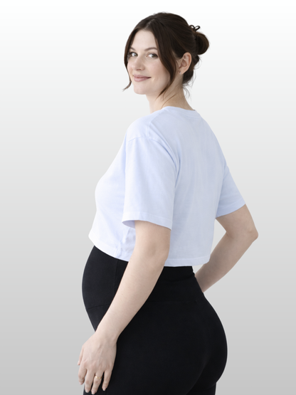 Umstands-Crop-Top, Kurze Ärmel, Schwangerschaft Stillzeit, Vielseitig, Modern