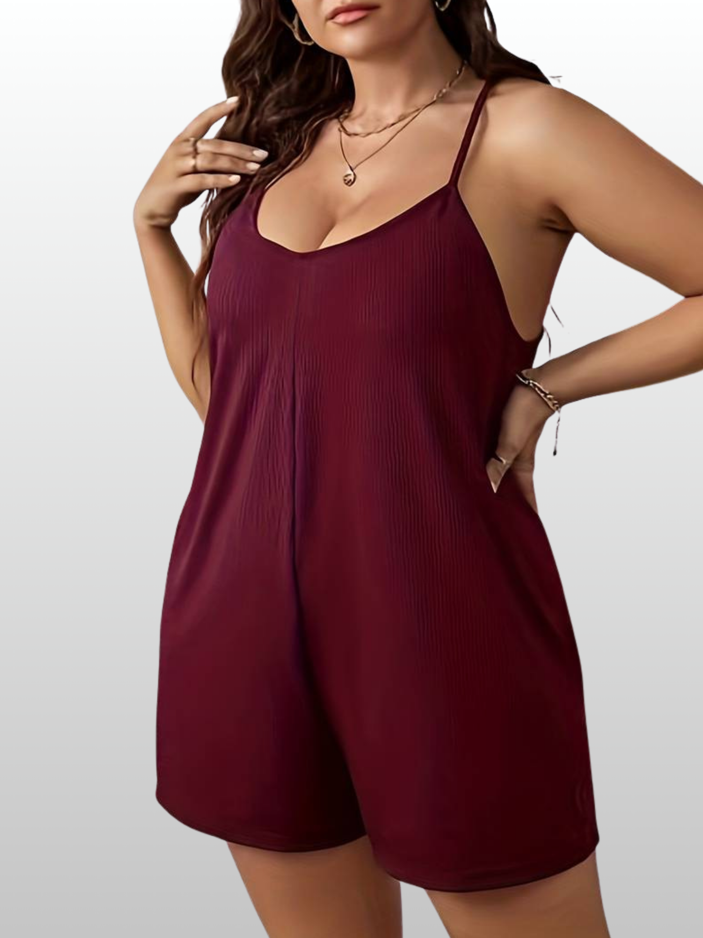 Umstands-Jumpsuit, Kurz, Ärmellos, Plus Size, Loose Fit, Taschen, Sommer, Schwangerschaft Postpartum
