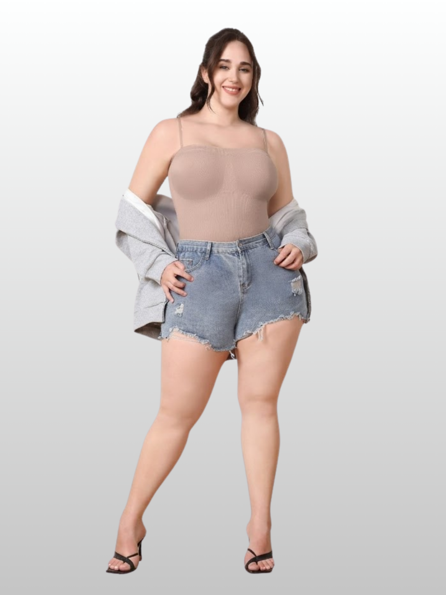 Shapewear Bodysuit, Nahtlos, Taille & Bauch formen, Oberschenkel-Slimmer, Plus Size, Abnehmbare Träger