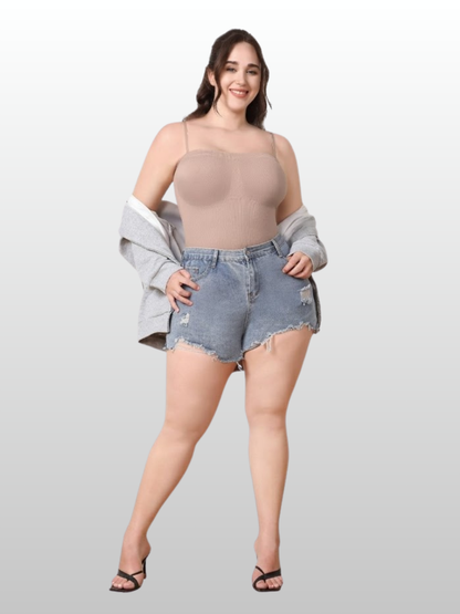 Shapewear Bodysuit, Nahtlos, Taille & Bauch formen, Oberschenkel-Slimmer, Plus Size, Abnehmbare Träger