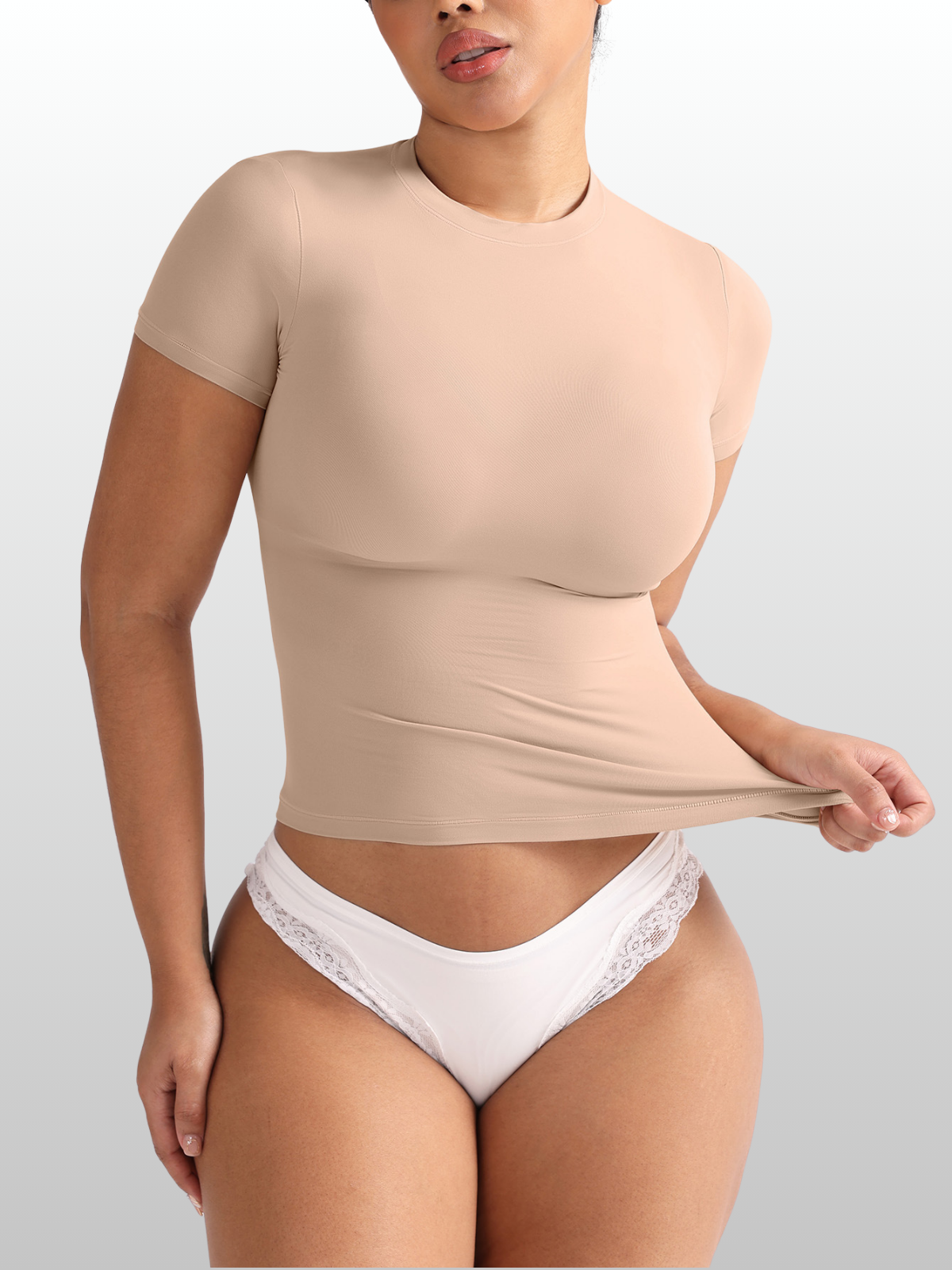 Shapewear Top kurzarm mit Bauchweg-Effekt, hauteng