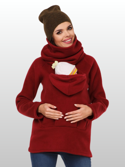 Tragejacke Hoodie Fleece mit Babyöffnung, vorne & hinten, Winter