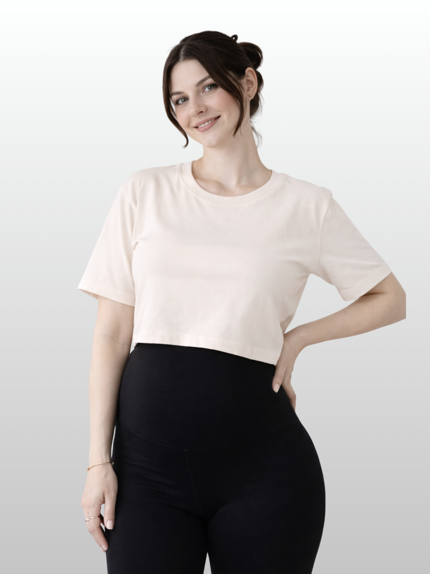 Umstands-Crop-Top, Kurze Ärmel, Schwangerschaft Stillzeit, Vielseitig, Modern
