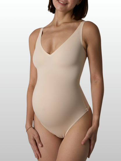 Nahtloser Umstands Body, V-Ausschnitt, Stillfreundlich, Ultra-Stretch, Schwangerschaft