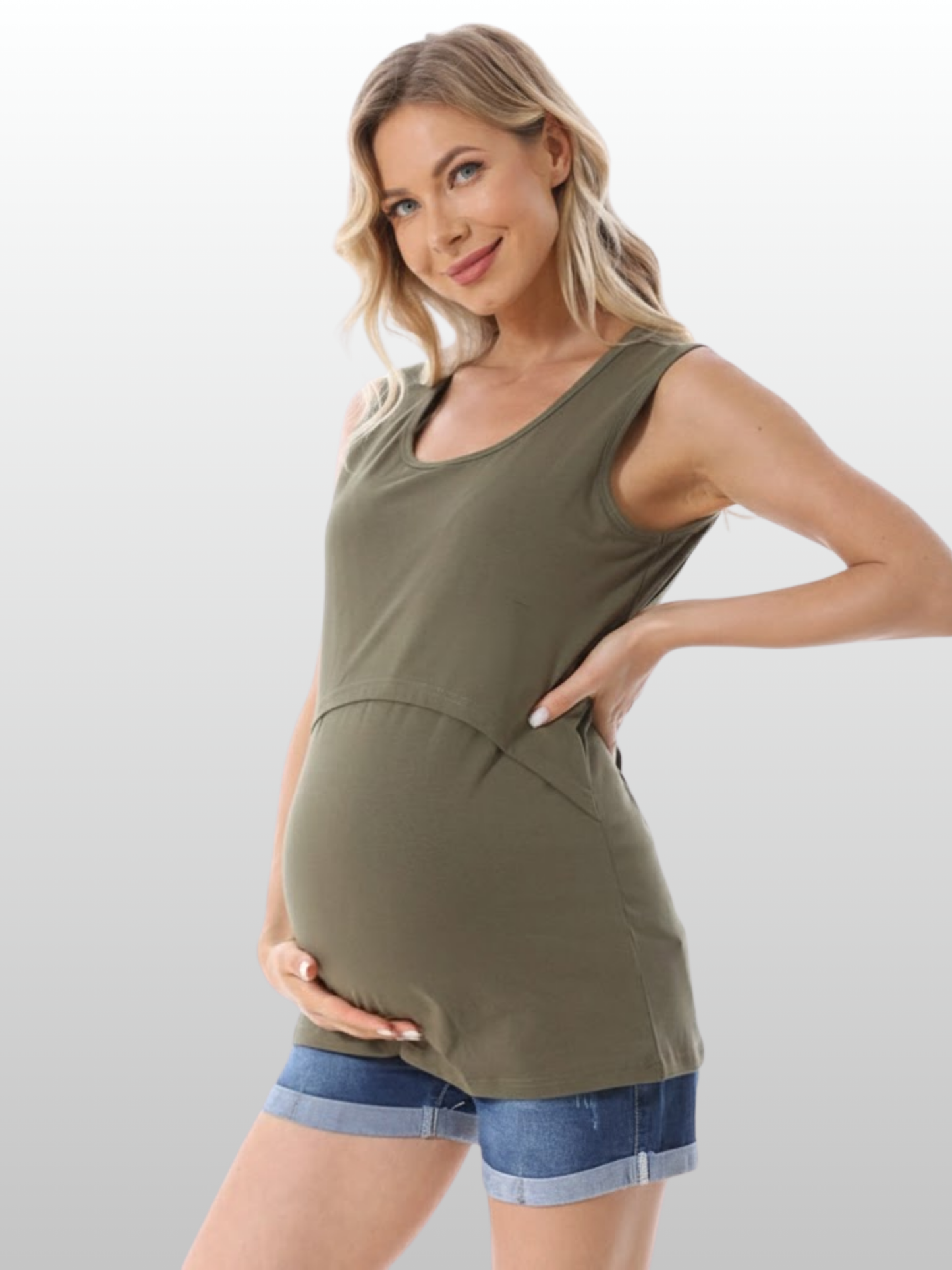 Umstands-Stilltanktop, Pull-Up-Zugang, Ärmellos, Baumwolle, Atmungsaktiv, Sommer, Schwangerschaft Stillzeit