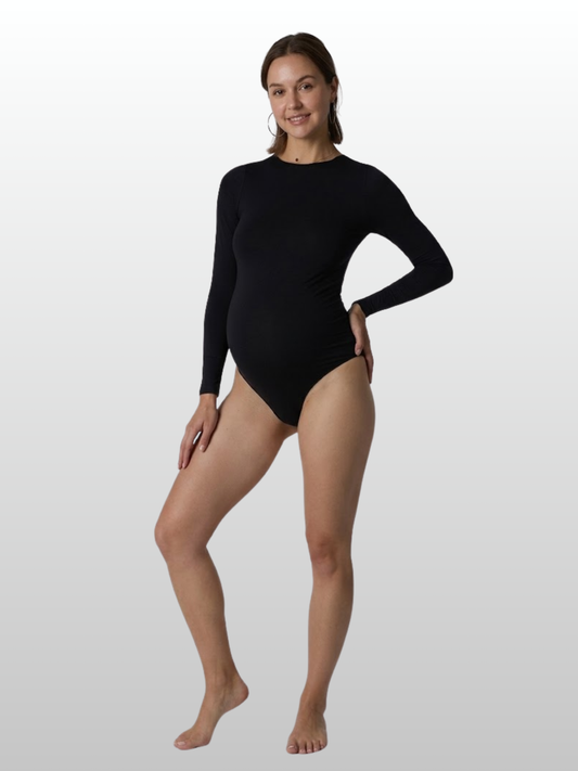 Umstands-Body, Langarm, Nahtlos, Stretch-Fit, Alle Trimester, Schwangerschaft