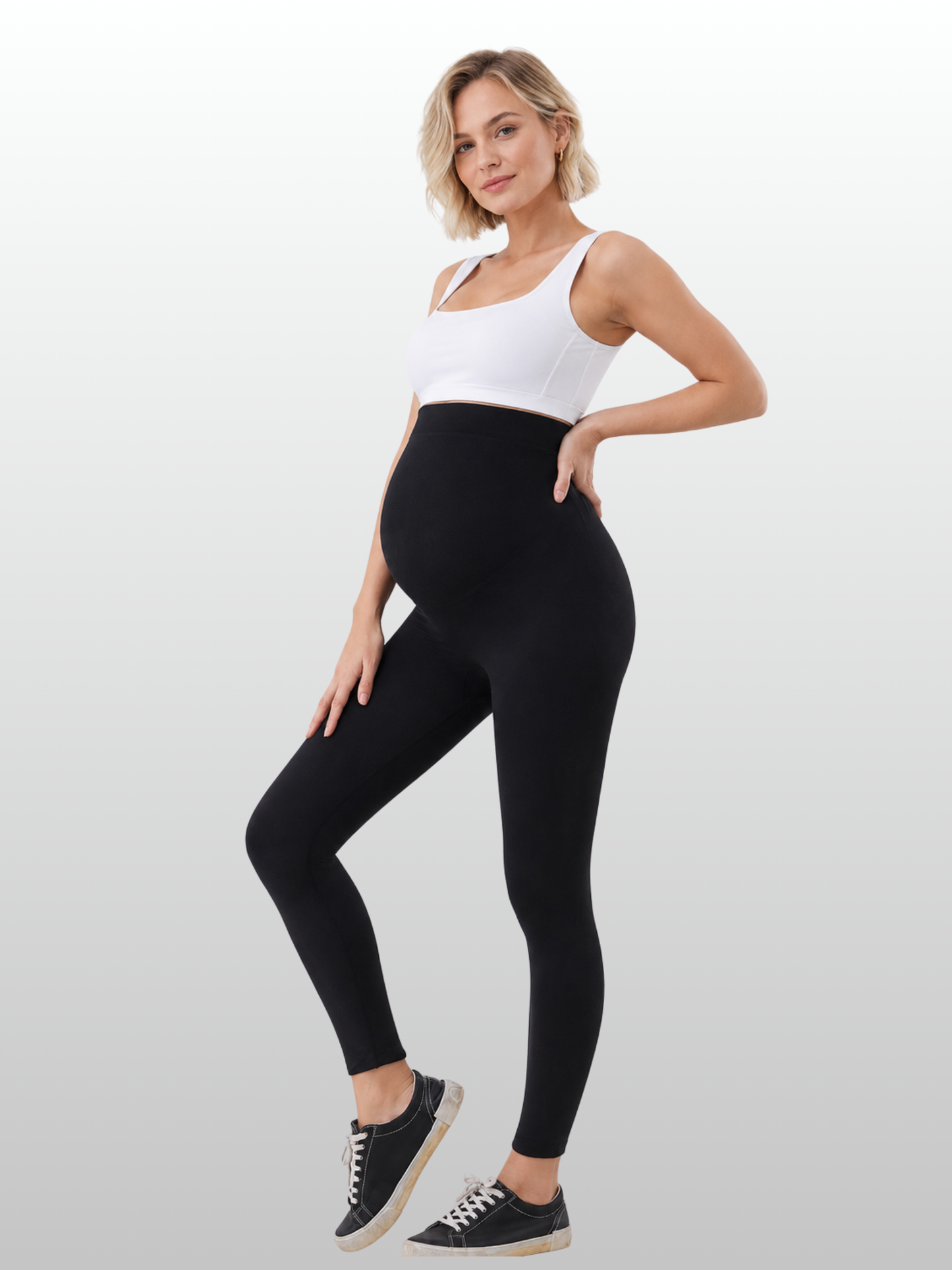 Umstandsleggings, High-Waist, Bauchstütze, Alle Trimester, Nahtlos